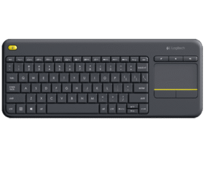 Logitech K400+ Wireless Touch Keyboard features a